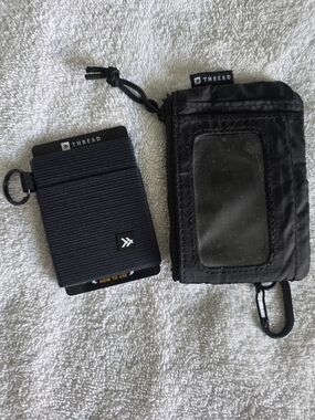 THREAD Black Elastic Card Wallet + Black Nylon ID Pouch Wallet